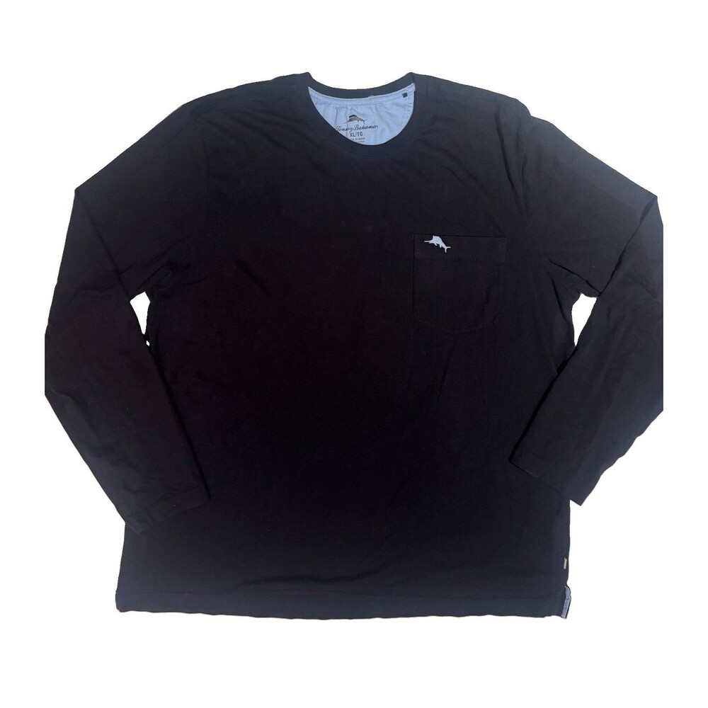 Tommy Bahama Relax Men’s Long Sleeve T-Shirt Size XL Black 100% Cotton Preppy